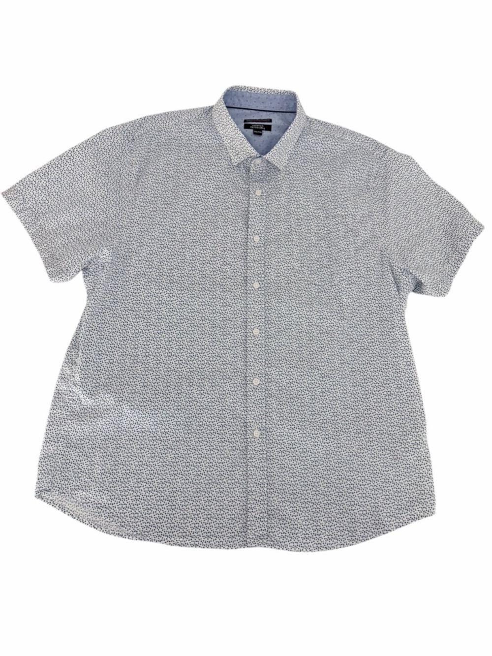 IKE BEHAR Blue Micro Print Short Sleeve Button-Up Shirt casual stretch mens xxl